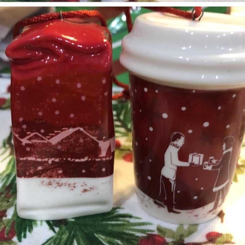 Starbucks Christmas tree ornaments, set of Two